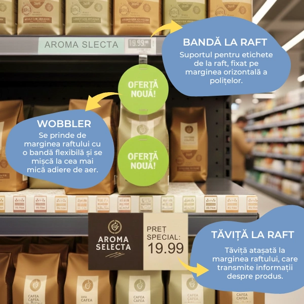 materiale POSM retail semnalizare raft